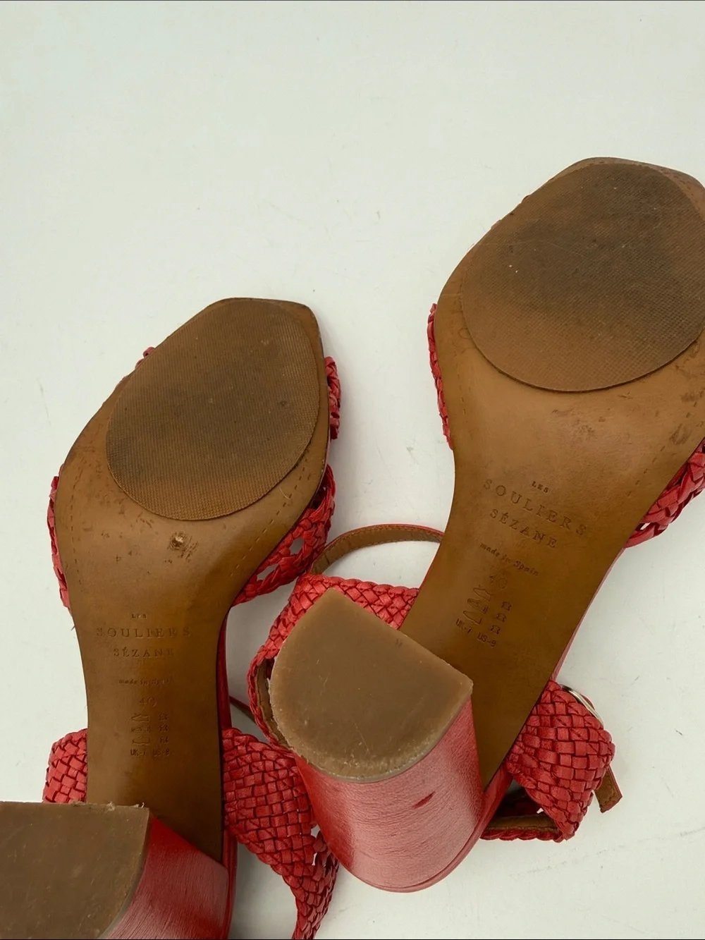 Sezane Les souliers Halix Women’s leather sandals Braided Block Heels event Y2K